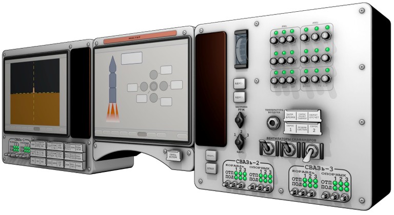 Console model by Cosmin Planchon based on plan drawing by Terry Hancock with display graphics from Timothée Giet. We're still working on the graphics, and Vyacheslav Yastrebcev is correcting some of the labels.