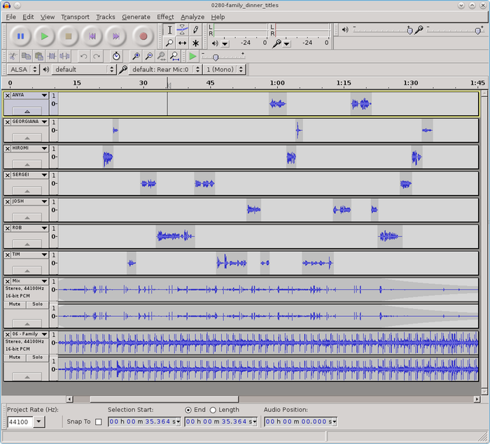 Soundtrack Excerpt: First Meal Together on the Moon Dinner Scene in Audacity