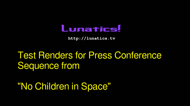 Animated GIF of test renders from the 'Press Conference' scene. Animated Guide Renders