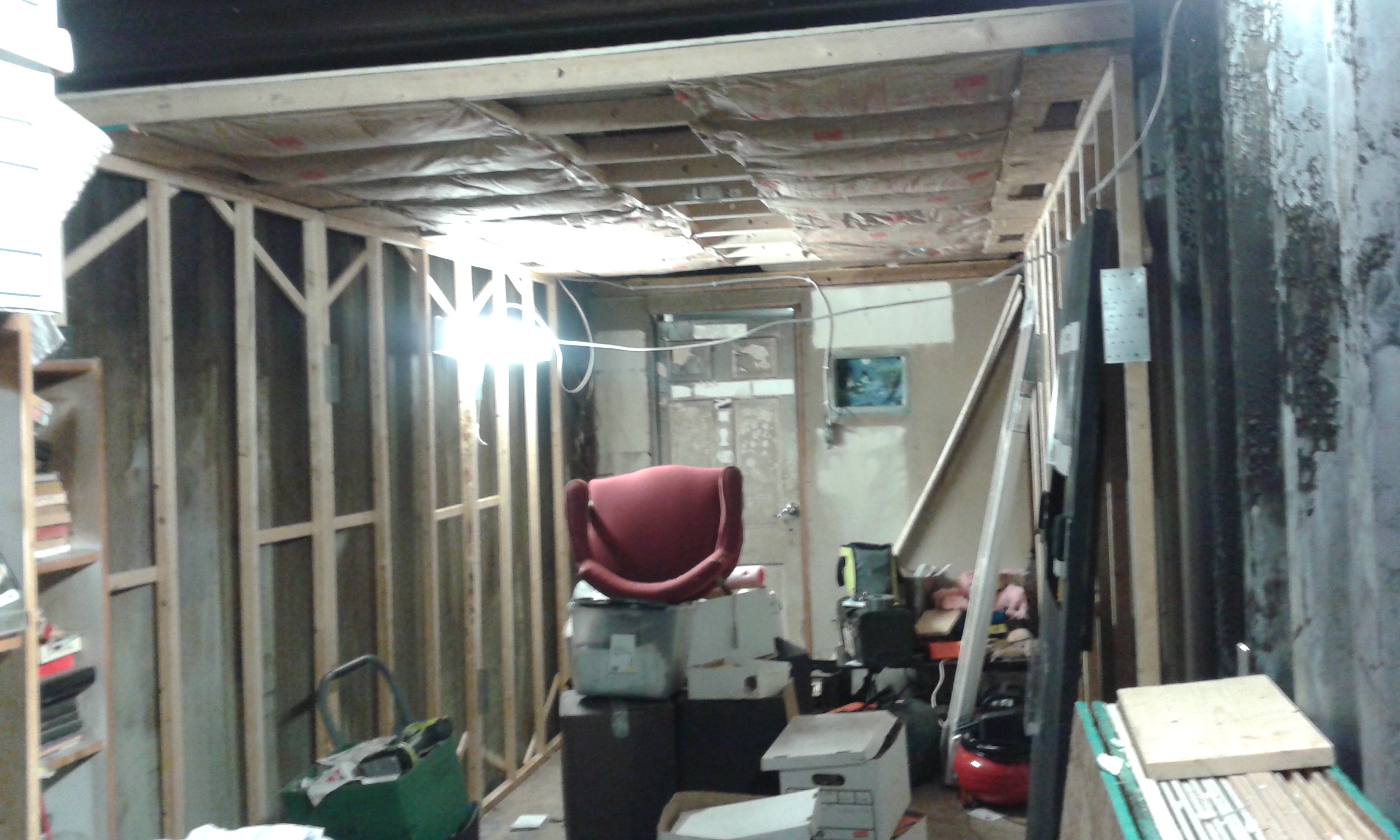 Infrastructure Projects Update Partially installed framing for office extension.