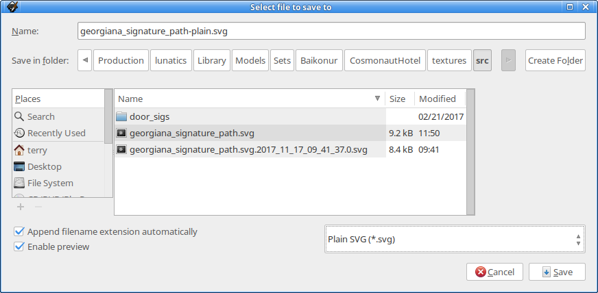 Exporting Plain SVG from Inkscape