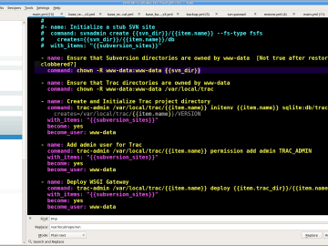 Project Site Migration Update Ansible playlist script in editor.
