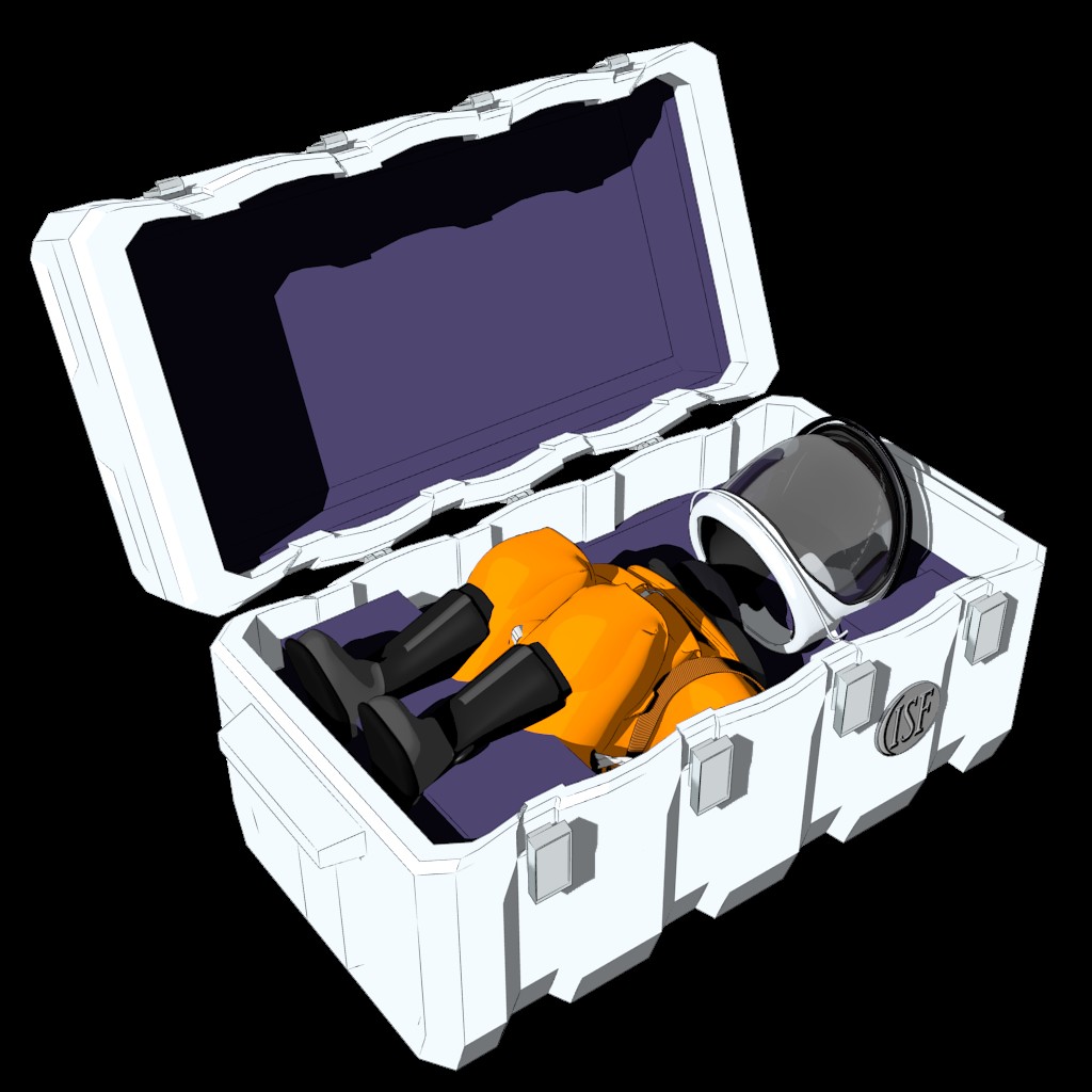 November 2020 Summary Spacesuit crate prop for S1E01-Prolog.