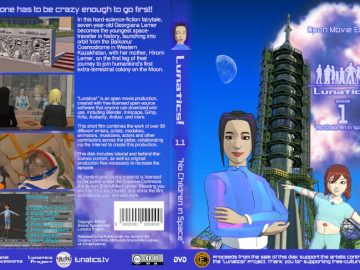 November 2021 Summary Wrap around cover for DVD, with Hiromi and Georgiana in front of Soyuz on the launchpad