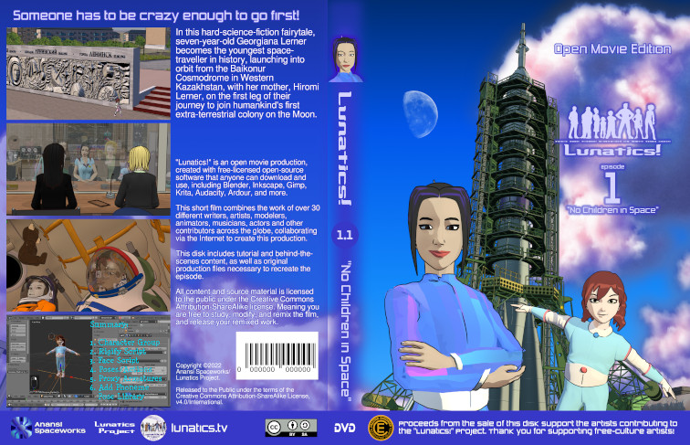 November 2021 Summary Wrap around cover for DVD, with Hiromi and Georgiana in front of Soyuz on the launchpad