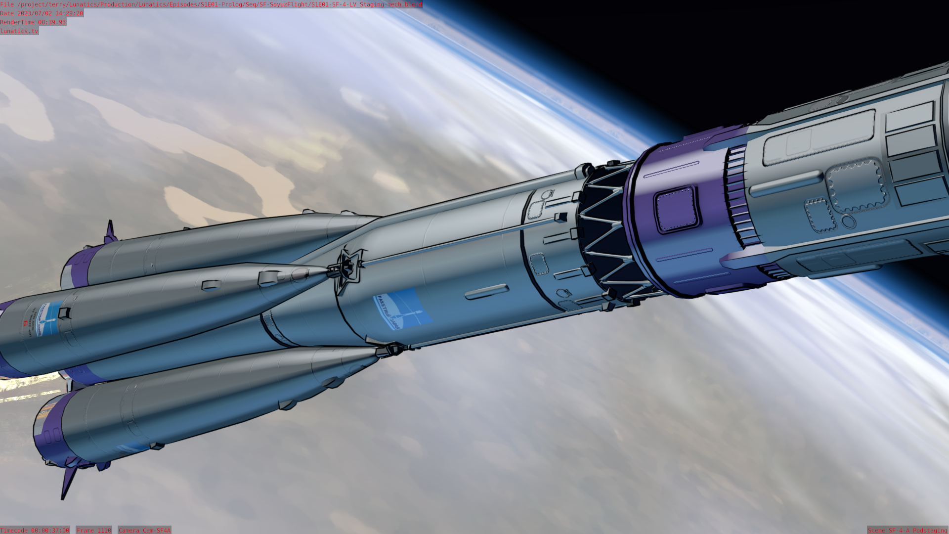 July 2023 Summary Still from pod-staging sequence for Soyuz Flight