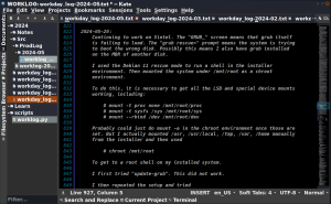 Worklog open in Kate