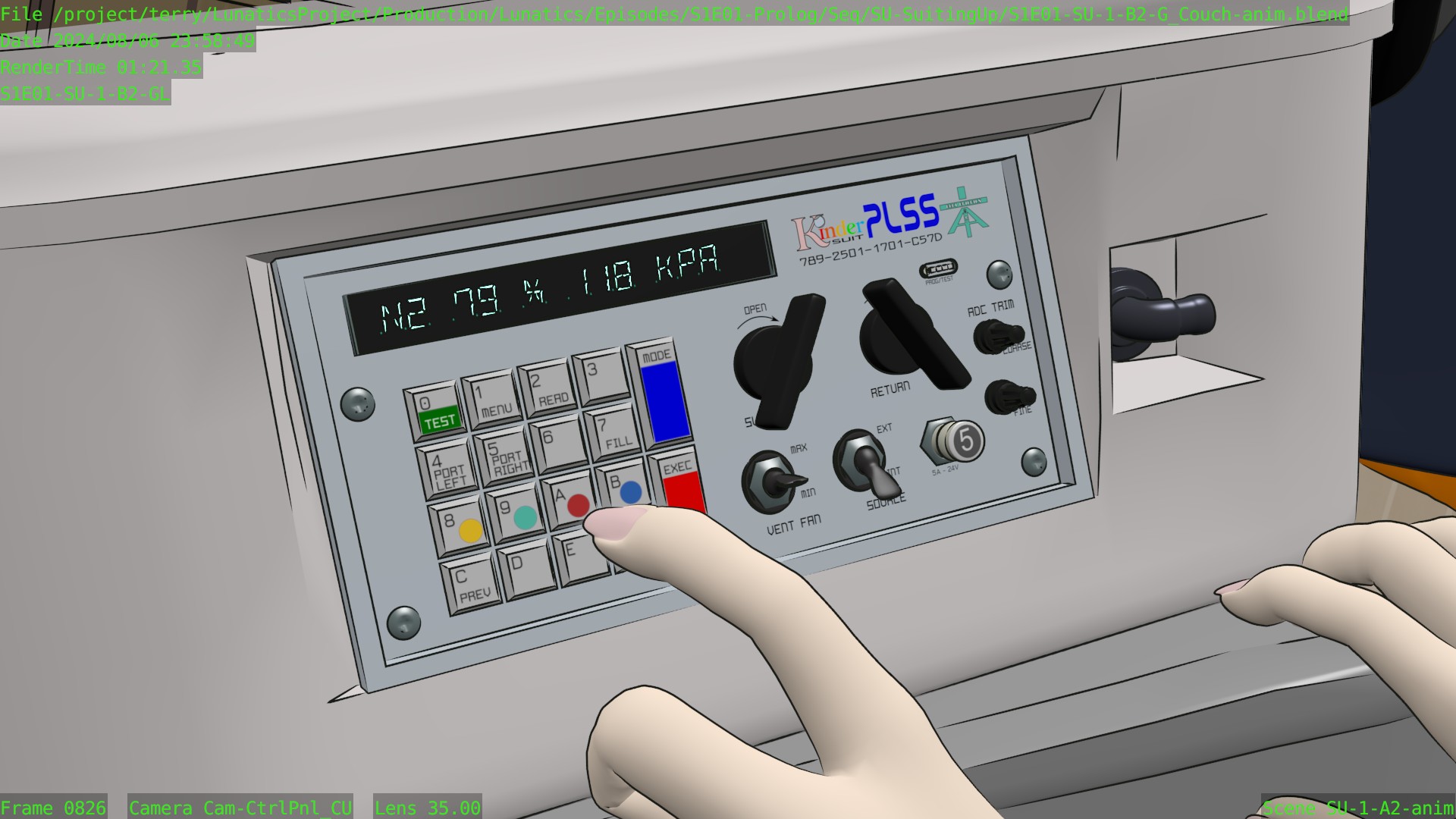 August 2024 Summary Hand in front of control panel.