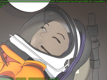 March 2025 Summary Georgiana in spacesuit, squinting at beam of sunlight.