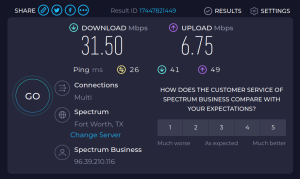 Internet speed test: 31.50/6.75