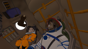 Two-shot of Sergei and Georgiana in Soyuz (LA-6-B)