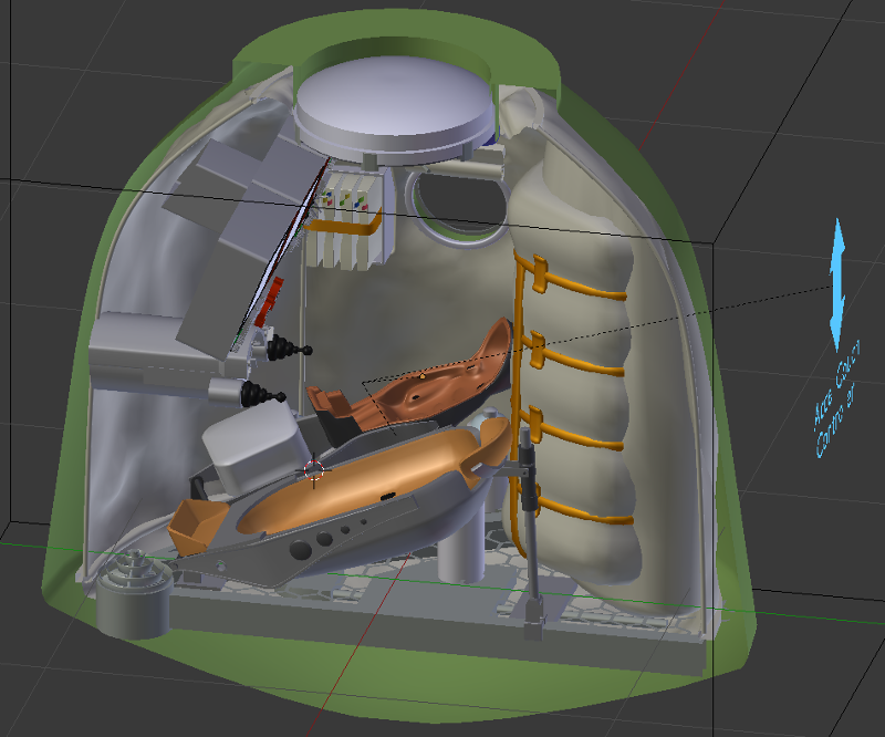 Screen capture of revised Soyuz Interior set in Blender.