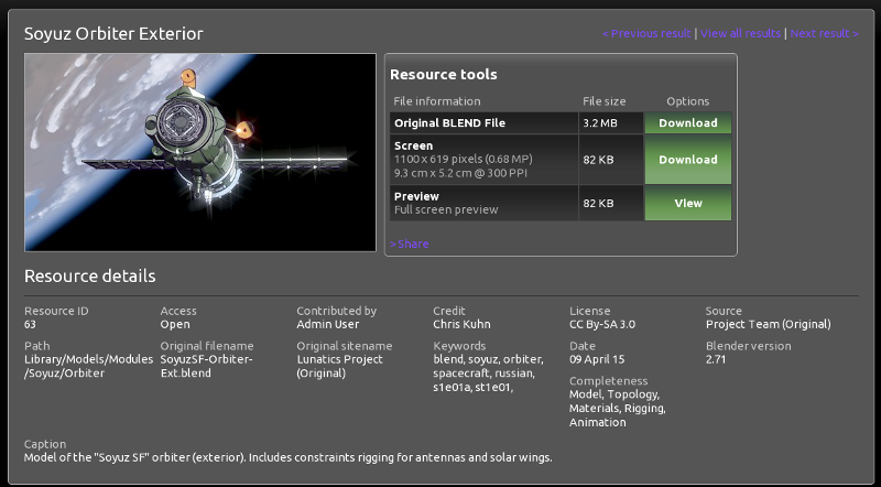 Soyuz Orbiter in Resource Space