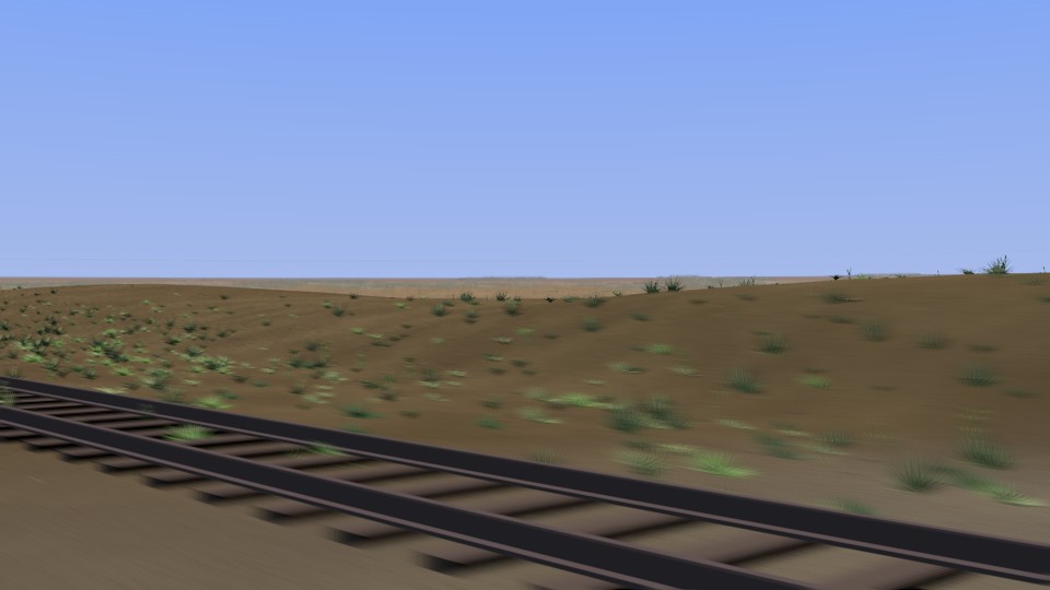 Railway set with low-poly 3D plants