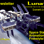 Patron Newsletter cover for August 2015, featuring the 2040 Space Station