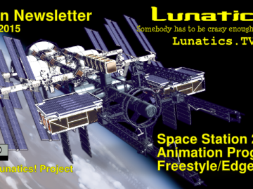Patron Newsletter cover for August 2015, featuring the 2040 Space Station
