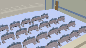 Pre-viz shot of Mission Control Room