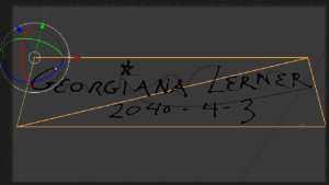 Textured signature canvas object in Blender.