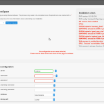ResourceSpace web installation pag, with some red text indicating incorrect settings
