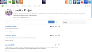 Screen capture of Gitea site with some Lunatics libraries uploaded.