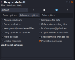 Grsync Advanced Options
