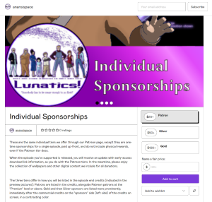 Gumroad Sponsorships for Lunatics Project
