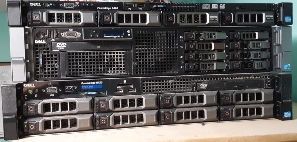 3 Dell PowerEdge servers R420, R710, R720
