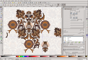 Inkscape with drawing of ornate rug pattern.