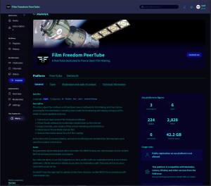 PeerTube "More" page.